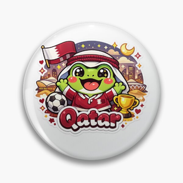 Item preview, Cute Kawaii Frog Qatar Football Fan Sticker designed and sold by Cozy404Lab.