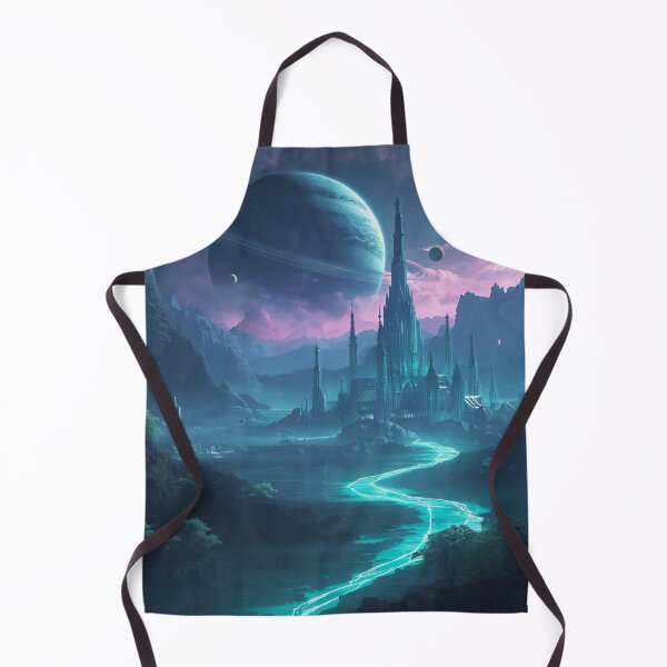 Item preview, Epic Alien Kingdom Landscape with Floating Cliffs and Ringed Planet designed and sold by Luminous Wilds.