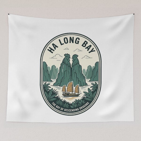 Item preview, Retro Ha Long Bay Vietnam Travel Badge designed and sold by k3rstman1.