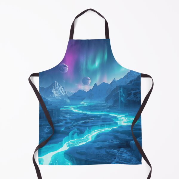 Item preview, Frozen Alien Canyon with Glowing Ice and Aurora Storm Skies designed and sold by Luminous Wilds.