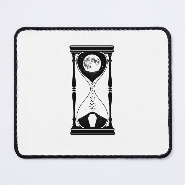 Item preview, Hourglass Moon and Flying Bats Coffin Dracula Gothic Line Art designed and sold by Fenay Designs.