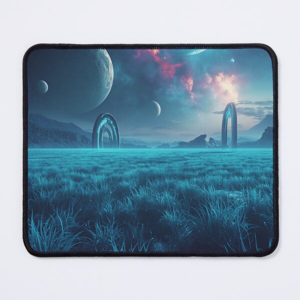 Item preview, Alien Fantasy Plains with Floating Rocks and Nebula Moon Horizon designed and sold by Luminous Wilds.