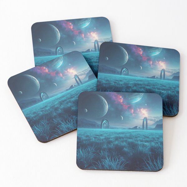 Item preview, Alien Fantasy Plains with Floating Rocks and Nebula Moon Horizon designed and sold by Luminous Wilds.
