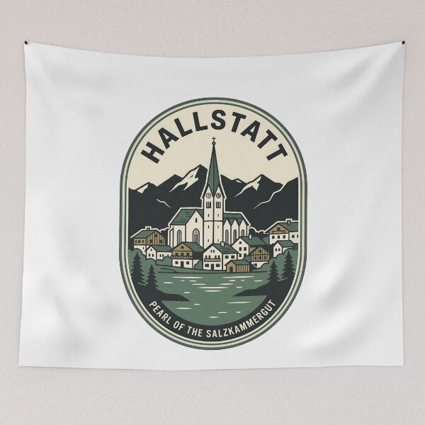 Item preview, Vintage Hallstatt Austria Alpine Village Lake Badge designed and sold by k3rstman1.
