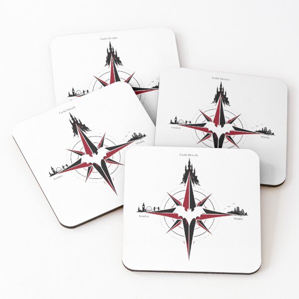 Item preview, Dracula Compass Rose London Whitby Castle Map Art designed and sold by Fenay Designs.