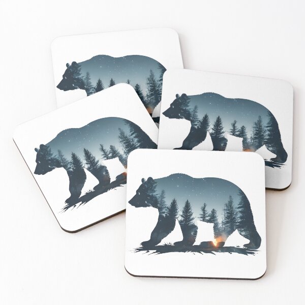 Item preview, Geometric Camping Bear Wilderness Forest Adventure designed and sold by Uniqueauraaprints.