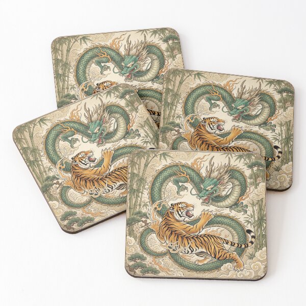 Item preview, Tiger vs Dragon Japanese Mythology. designed and sold by HorrorInkStudio.