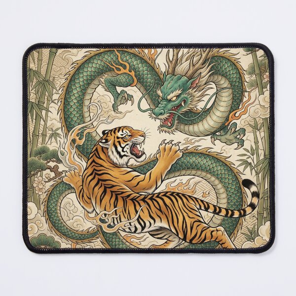 Item preview, Tiger vs Dragon Japanese Mythology. designed and sold by HorrorInkStudio.