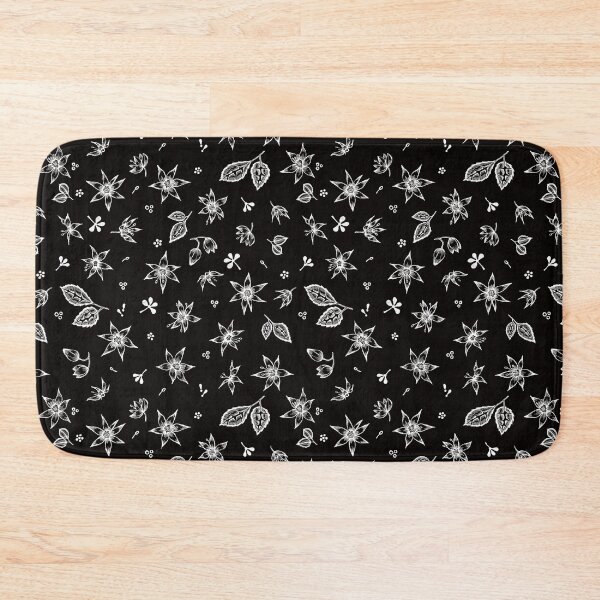 Item preview, Vintage 70's Inspired Floral Pattern - White on Black designed and sold by Hide&Quill.