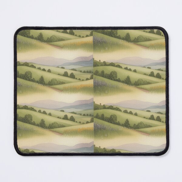 Item preview, Serene Rolling Hills Landscape Pattern | Watercolour Green Countryside Seamless Repeat designed and sold by Midnight Veil Designs.