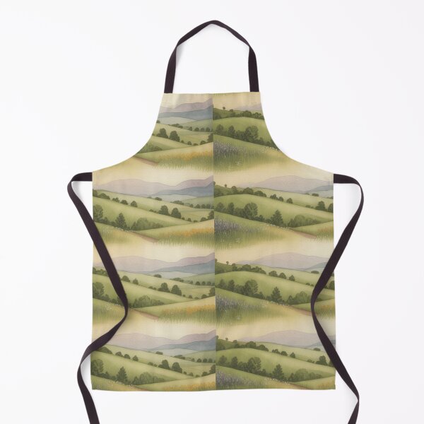 Item preview, Serene Rolling Hills Landscape Pattern | Watercolour Green Countryside Seamless Repeat designed and sold by Midnight Veil Designs.