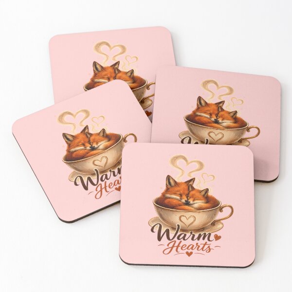 Item preview, Warm Hearts, Cozy Fox Romance Design, Cute Love Aesthetic Artwork designed and sold by JagrDesigns.