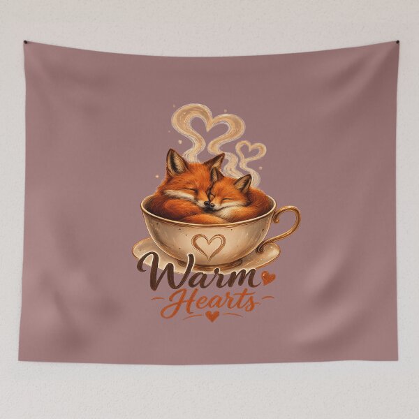 Item preview, Warm Hearts, Cozy Fox Romance Design, Cute Love Aesthetic Artwork designed and sold by JagrDesigns.
