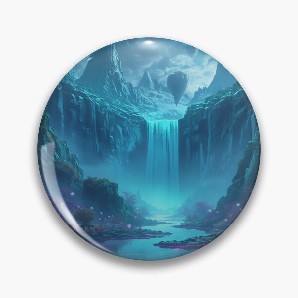 Item preview, Glowing Alien Waterfalls with Floating Mountains and Cosmic Galaxy Sky designed and sold by Luminous Wilds.