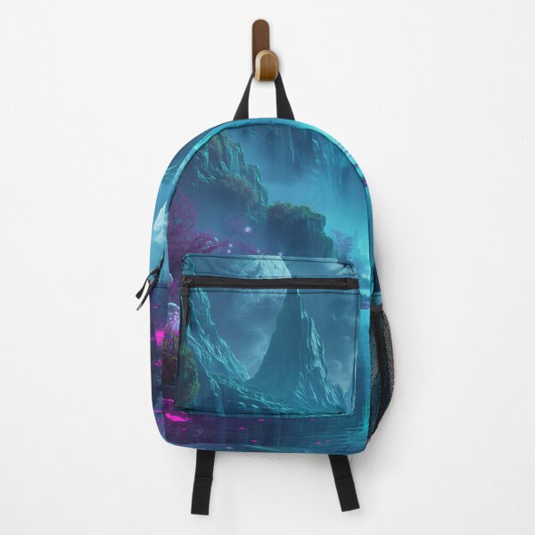 Item preview, Glowing Alien Waterfalls with Floating Mountains and Cosmic Galaxy Sky designed and sold by Luminous Wilds.