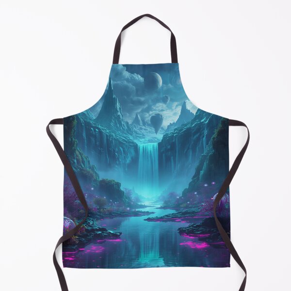 Item preview, Glowing Alien Waterfalls with Floating Mountains and Cosmic Galaxy Sky designed and sold by Luminous Wilds.