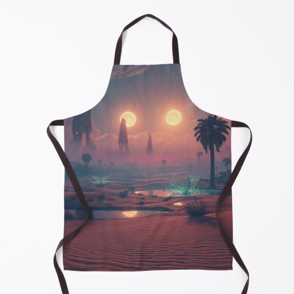 Item preview, Alien Desert Oasis with Floating Crystals and Twin Suns Landscape designed and sold by Luminous Wilds.