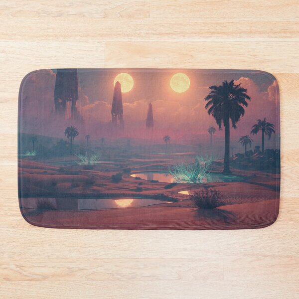 Item preview, Alien Desert Oasis with Floating Crystals and Twin Suns Landscape designed and sold by Luminous Wilds.