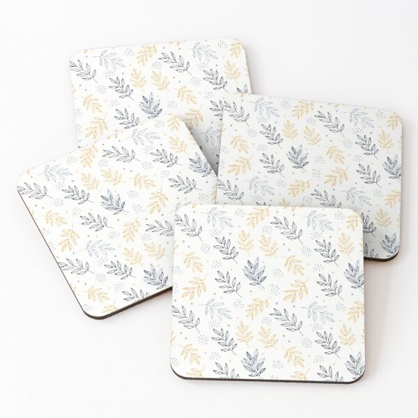 Item preview, Scandinavian Muted Blue and Mustard Foliage Pattern designed and sold by VelloomStore.