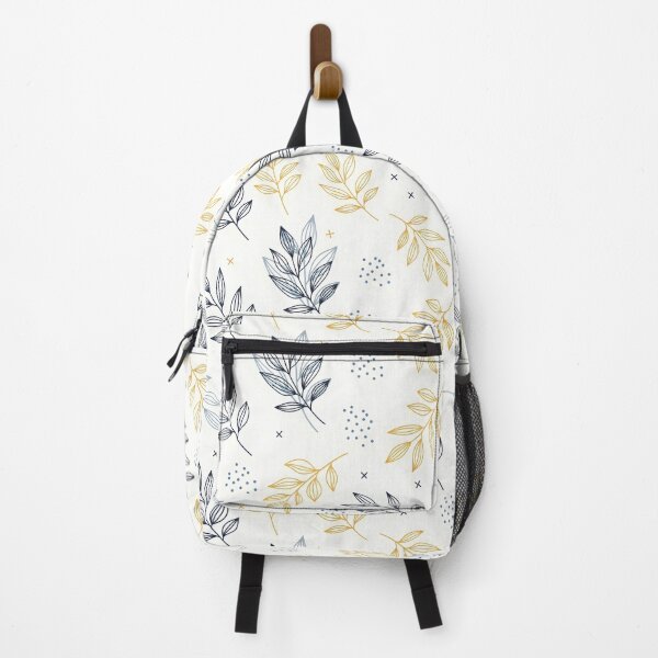 Item preview, Scandinavian Muted Blue and Mustard Foliage Pattern designed and sold by VelloomStore.