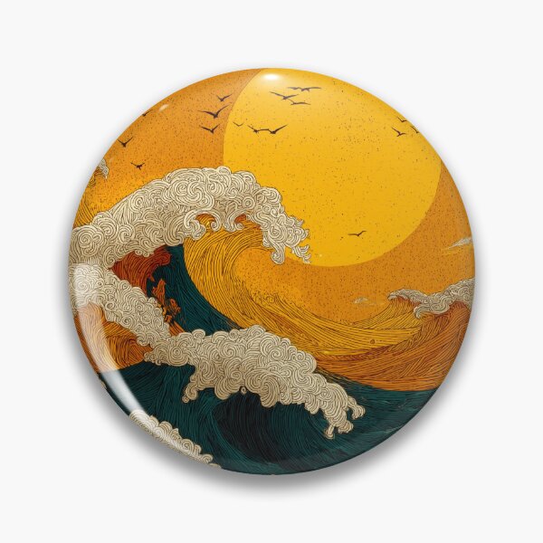 Artikelvorschau, Hokusai Waves Orange entworfen und verkauft von InnerByJonas.