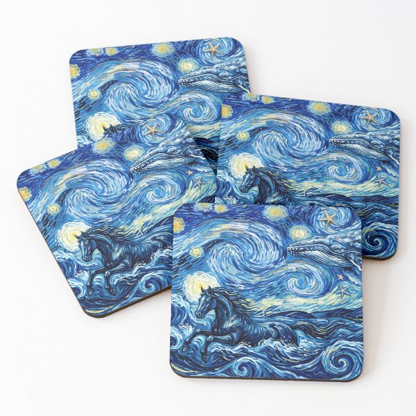 Item preview, Van Gogh Starry Night Style - Whale and Horse Fantasy Art designed and sold by Sir Martin.
