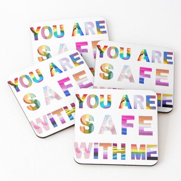 Item preview, You Are Safe With Me LGBTQ+ Pride Typography Design | Inclusive Rainbow Ally Art designed and sold by The Sandy Design Store.