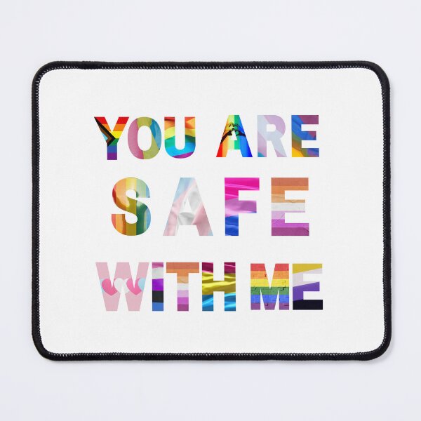 Item preview, You Are Safe With Me LGBTQ+ Pride Typography Design | Inclusive Rainbow Ally Art designed and sold by The Sandy Design Store.