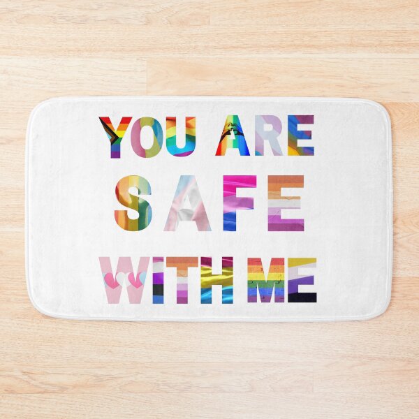 Item preview, You Are Safe With Me LGBTQ+ Pride Typography Design | Inclusive Rainbow Ally Art designed and sold by The Sandy Design Store.