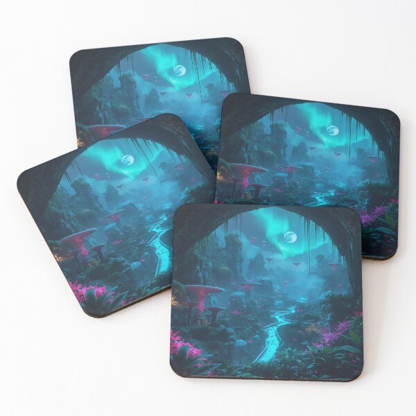 Item preview, Bioluminescent Alien Jungle with Floating Islands and Giant Moon Sky designed and sold by Luminous Wilds.