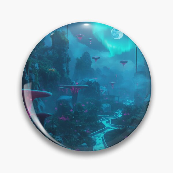 Item preview, Bioluminescent Alien Jungle with Floating Islands and Giant Moon Sky designed and sold by Luminous Wilds.