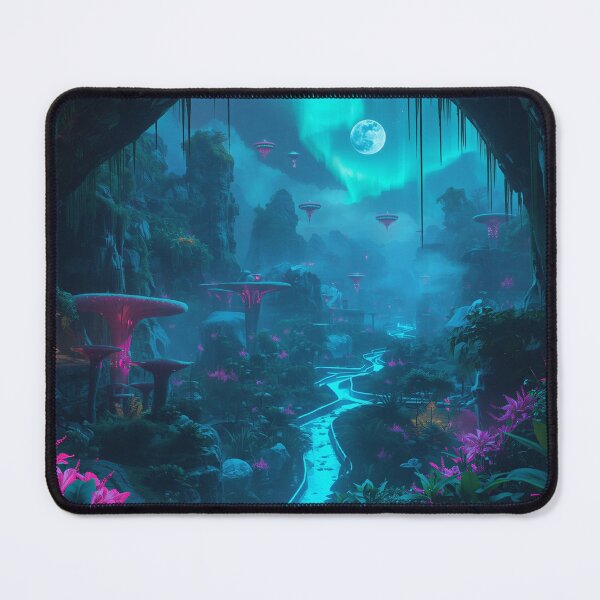 Item preview, Bioluminescent Alien Jungle with Floating Islands and Giant Moon Sky designed and sold by Luminous Wilds.