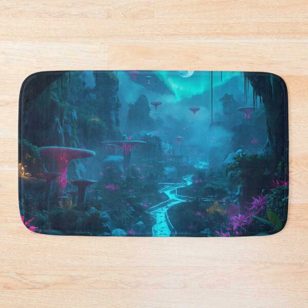Item preview, Bioluminescent Alien Jungle with Floating Islands and Giant Moon Sky designed and sold by Luminous Wilds.