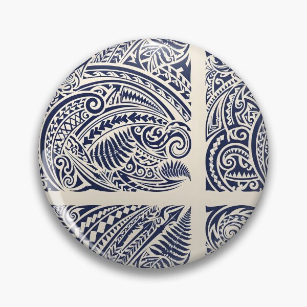 Item preview, Polynesian Tribal Navy and Cream Motif Pattern designed and sold by VelloomStore.
