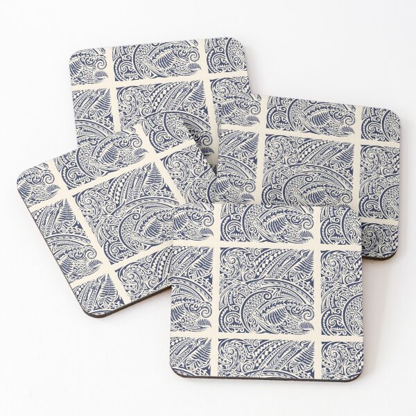 Item preview, Polynesian Tribal Navy and Cream Motif Pattern designed and sold by VelloomStore.