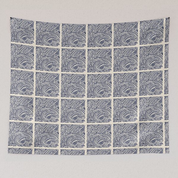 Item preview, Polynesian Tribal Navy and Cream Motif Pattern designed and sold by VelloomStore.
