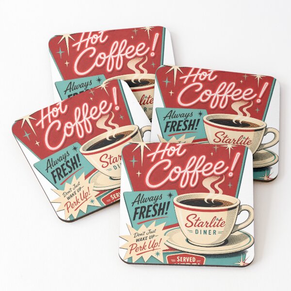 Item preview, 1950s Diner Coffee Ad — Retro Neon Script Print designed and sold by Jandedan.