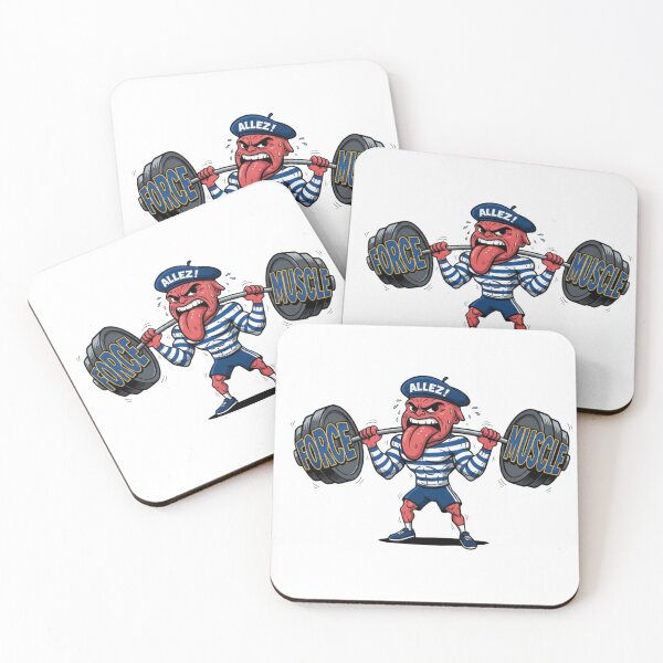 Item preview, French tongue gym cartoon workout word weights allez beret funny gift designed and sold by language-des.