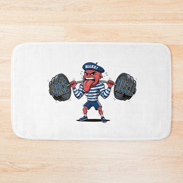 Item preview, French tongue gym cartoon workout word weights allez beret funny gift designed and sold by language-des.