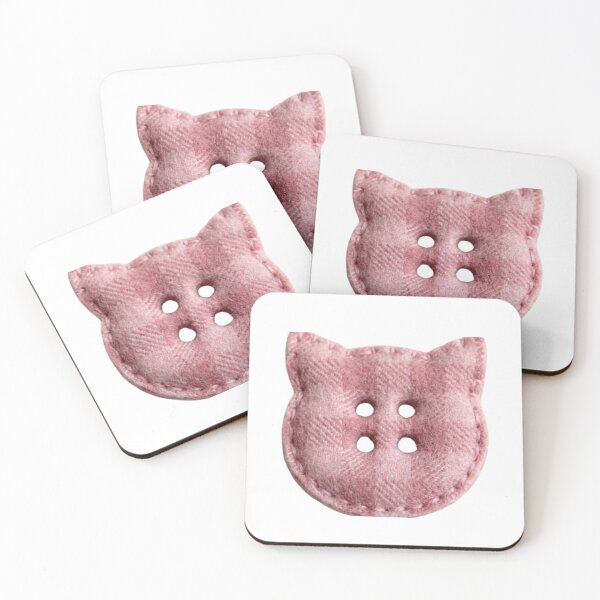 Item preview, Pink Plaid Felt Cat Button Sticker designed and sold by Rhodes Shop.