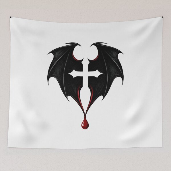 Item preview, Gothic Bat Wings Holy Cross Blood Drop Vampire Defense designed and sold by Fenay Designs.