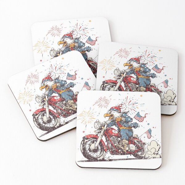 Item preview, Patriotic Eagle Riding Motorcycle | Vintage 4th of July Biker Design designed and sold by DadGenX.