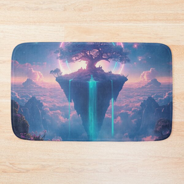 Item preview, Floating Island Fantasy Landscape with Glowing Waterfalls and Celestial Rings designed and sold by Luminous Wilds.