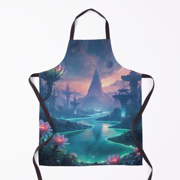 Item preview, Alien Botanical Landscape with Glowing Flowers and Floating Mountain Sky designed and sold by Luminous Wilds.
