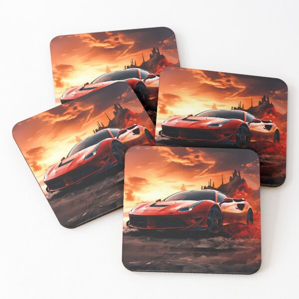 Item preview, Sunset Apocalypse Exotic Supercar Racing On Wasteland Terrain designed and sold by RevUpDesign.