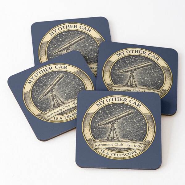 Item preview, My Other Car Is a Telescope Astronomy Club Badge designed and sold by CalmCapy Co.