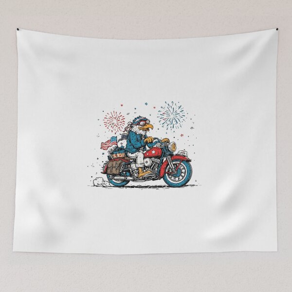 Item preview, Patriotic Eagle Riding Motorcycle | Vintage 4th of July Biker Designs designed and sold by DadGenX.