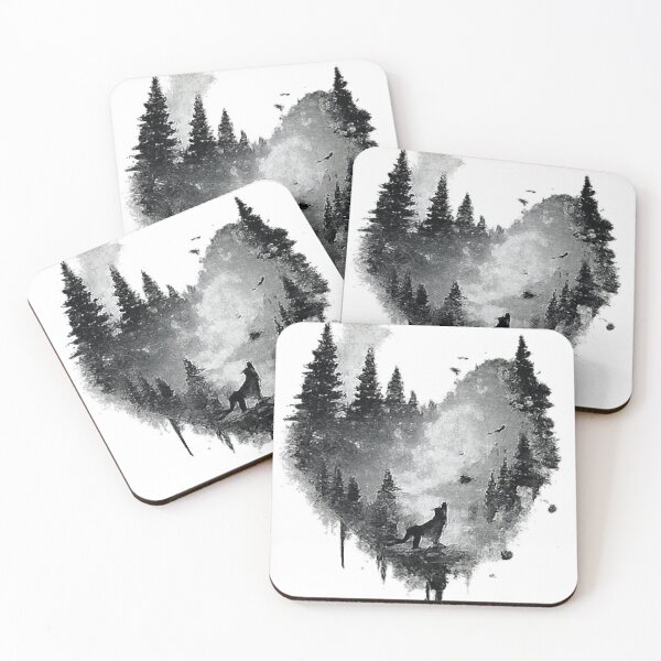 Item preview, Howling Wolf Pine Forest Heart Watercolor designed and sold by Northline Creative.