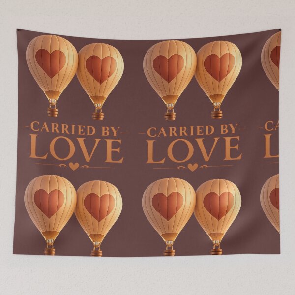 Item preview, Carried By Love, Romantic Hot Air Balloon Design, Dreamy Couple Aesthetic Art designed and sold by JagrDesigns.