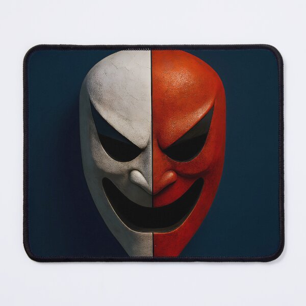 Item preview, Split Color Theater Mask With Red and White Contrast designed and sold by PandaTShirtShop.